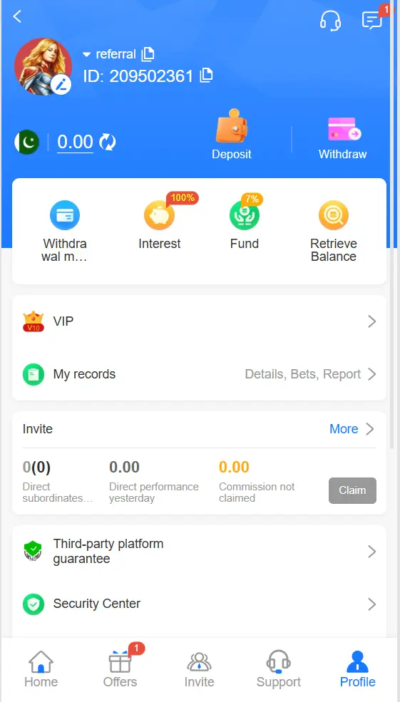 1JJ Game withdrawal interface displaying amount entry field and registered bank or mobile wallet details