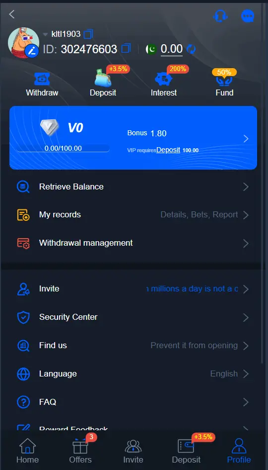 Pak67 Game Withdrawal Page Image by APK Referral