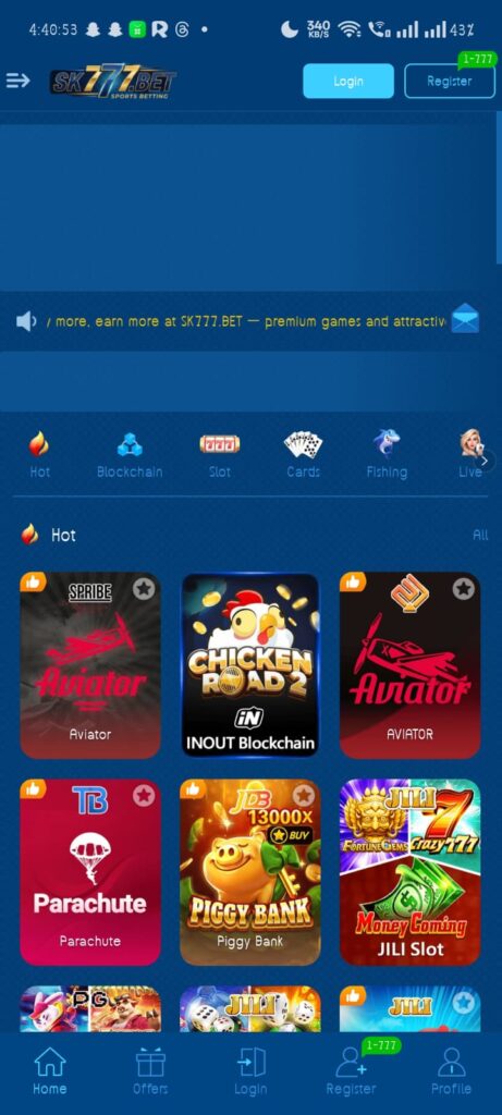 SK777 Game Home page by APK Referral