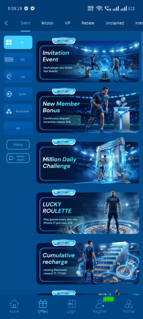 SK777 Game Home page by APK Referral