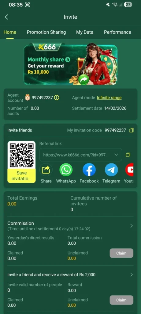 K666 Game deposit screen illustrating available payment options including bank transfer and mobile wallet methods