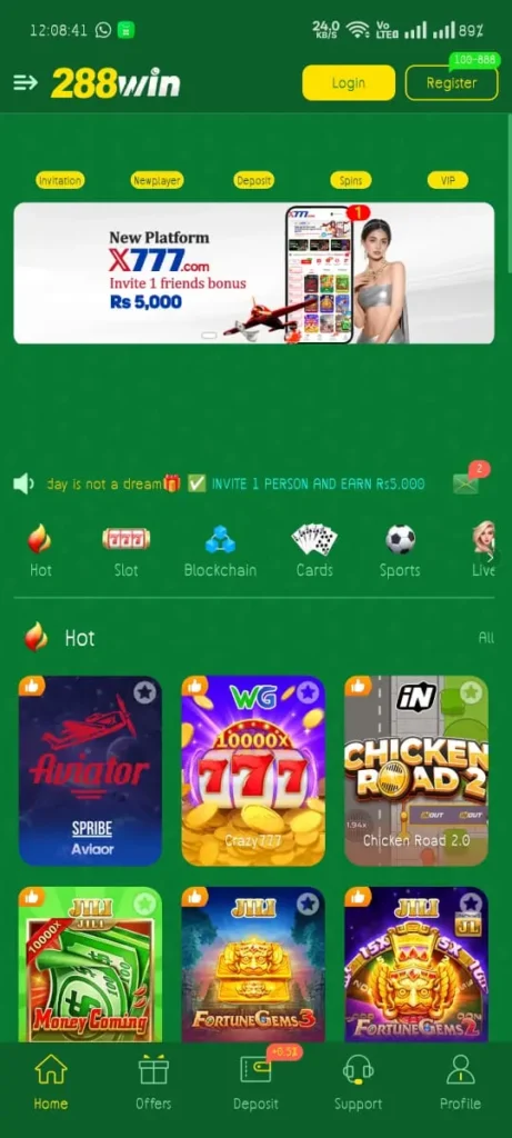 288Win Game login screen with secure registration and fast performance.